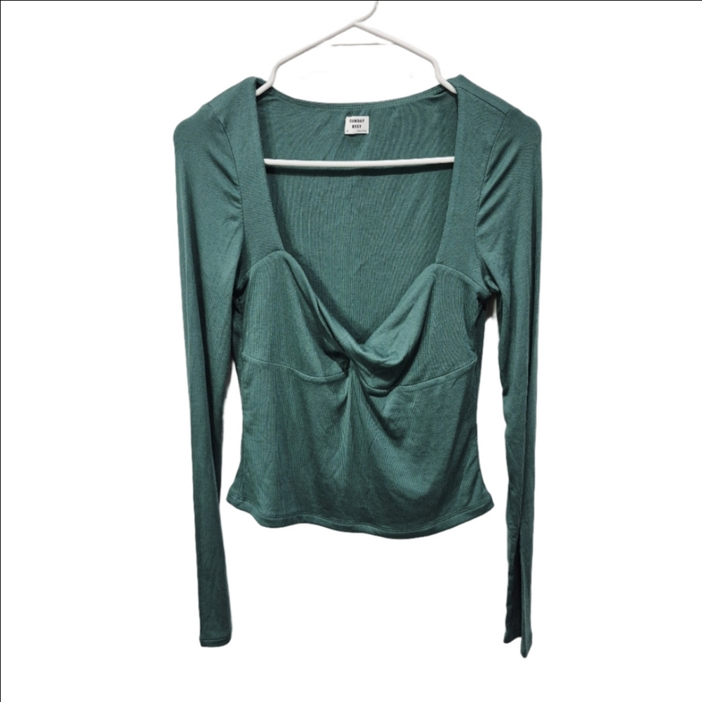 Sunday Best  Lula Ribbed Teal Long Sleeve Top